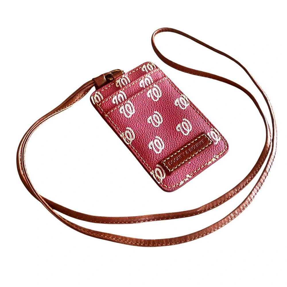 DOONEY & BOURKE Washington Nationals Lanyard Red Pebbled Leather ID Badge Holder